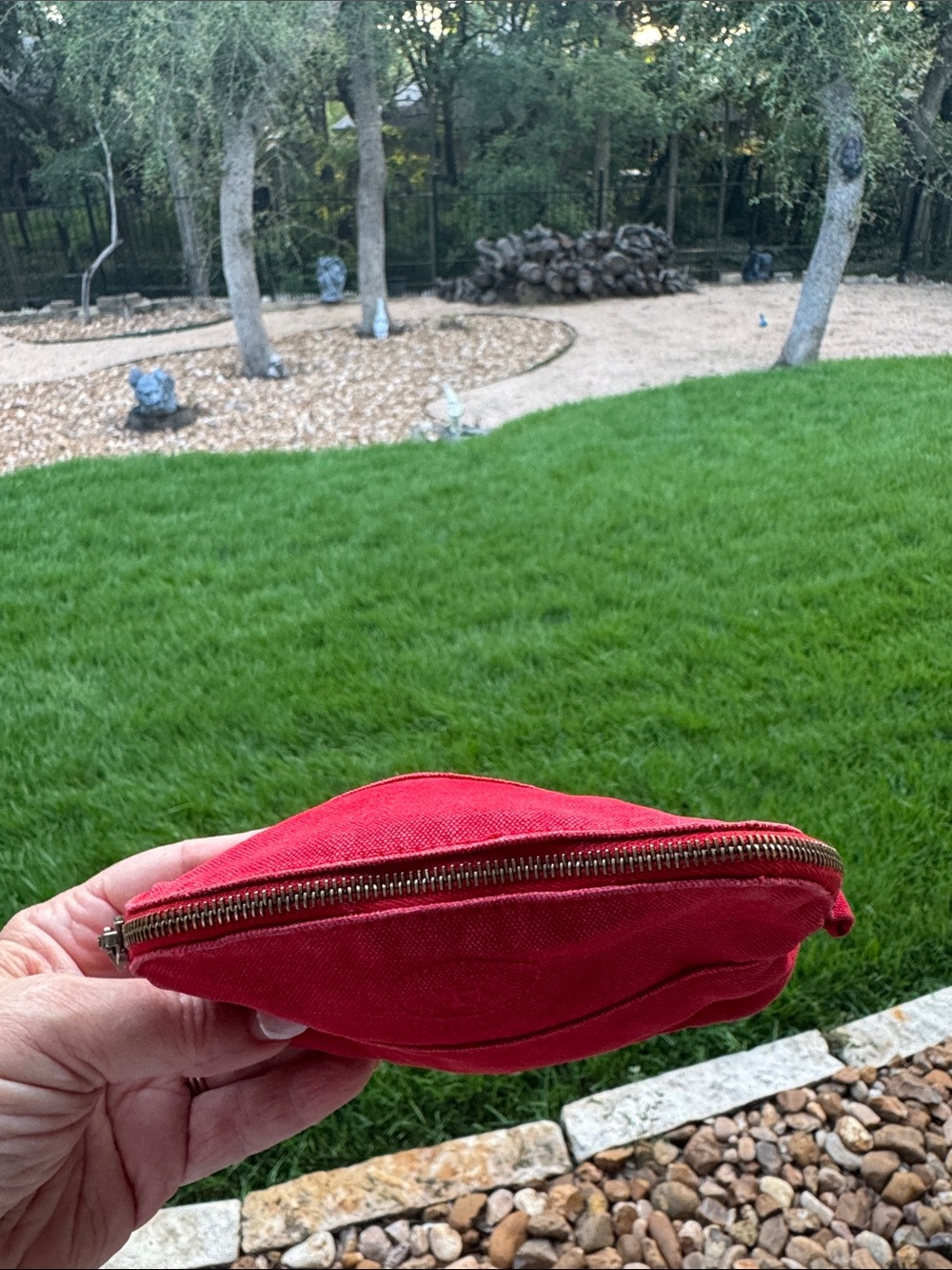 Hermes Bolide Red Canvas Pouch - Picture 6 of 13